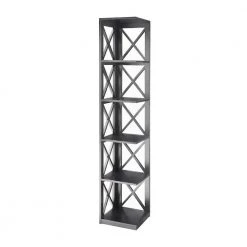 Oxford 5-Tier 12 in. Black Shelf X Frame Home Corner Bookcase by Convenience Concepts