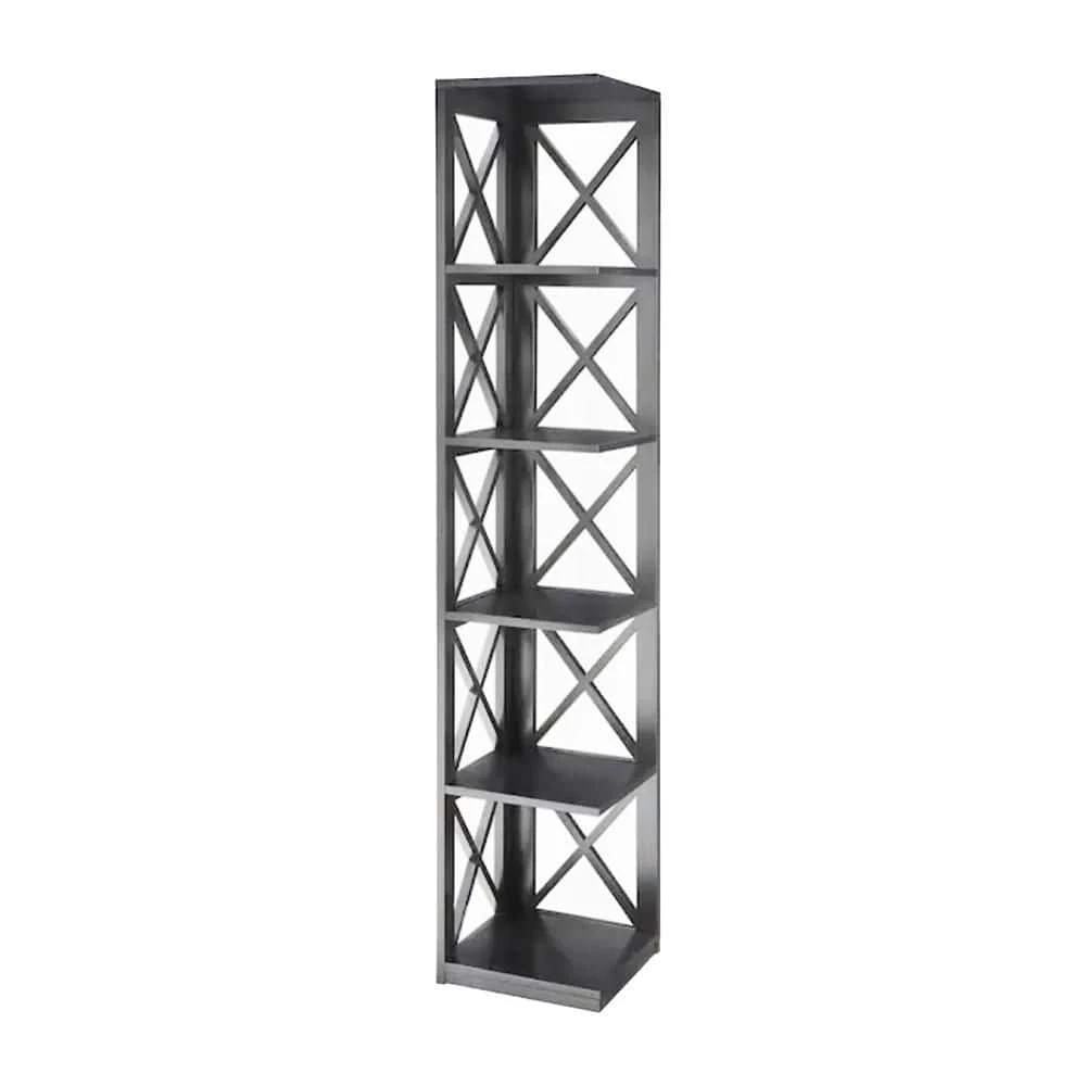 Oxford 5-Tier 12 in. Black Shelf X Frame Home Corner Bookcase by Convenience Concepts 3 Oxford 5-Tier 12 in. Black Shelf X Frame Home Corner Bookcase by Convenience Concepts