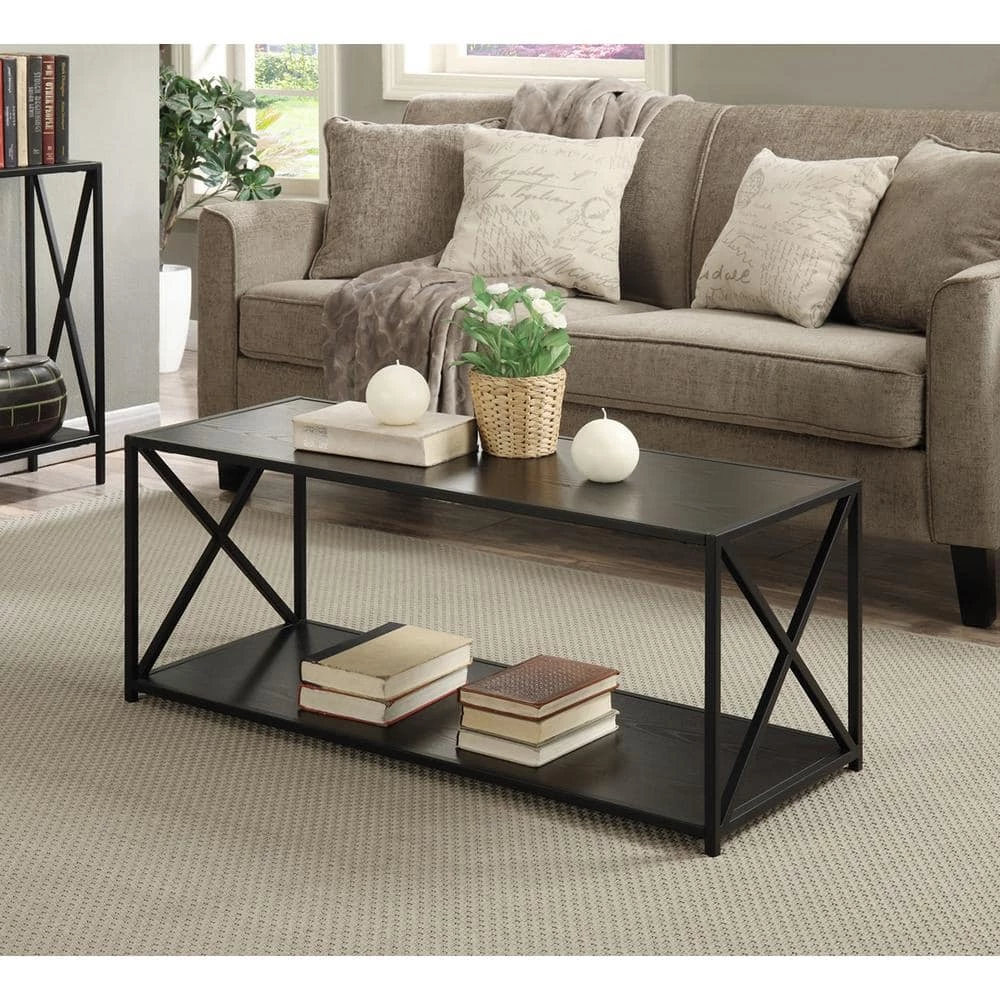 Tucson 42 in. Black Large Rectangle Wood Coffee Table with Shelf by Convenience Concepts 5 Tucson 42 in. Black Large Rectangle Wood Coffee Table with Shelf by Convenience Concepts - Image 3