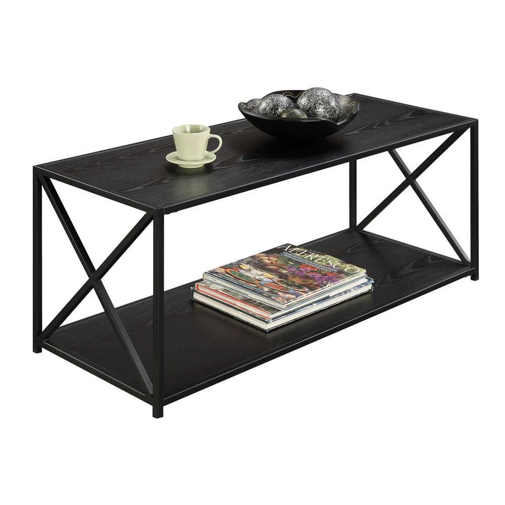 Tucson 42 in. Black Large Rectangle Wood Coffee Table with Shelf by Convenience Concepts 4 Tucson 42 in. Black Large Rectangle Wood Coffee Table with Shelf by Convenience Concepts - Image 2