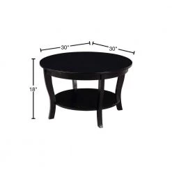 American Heritage 30 in. Black Medium Round Wood Coffee Table with Shelf by Convenience Concepts 13 American Heritage 30 in. Black Medium Round Wood Coffee Table with Shelf by Convenience Concepts -Cheap Convenience Concepts Store black convenience concepts coffee tables r6 360 40 1000