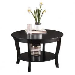 American Heritage 30 in. Black Medium Round Wood Coffee Table with Shelf by Convenience Concepts 17 American Heritage 30 in. Black Medium Round Wood Coffee Table with Shelf by Convenience Concepts -Cheap Convenience Concepts Store black convenience concepts coffee tables r6 360 44 1000
