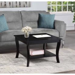 American Heritage Black 24 in.(H) Square Wood End Table with Two Tiers by Convenience Concepts -Cheap Convenience Concepts Store black convenience concepts coffee tables r6 382 31 1000