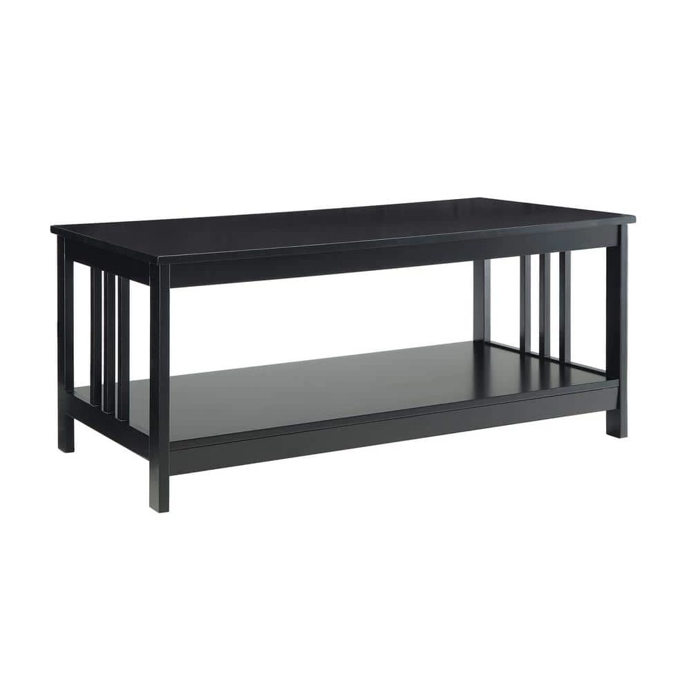 Mission 40 in. Black Medium Rectangle Wood Coffee Table with Shelf by Convenience Concepts 3 Mission 40 in. Black Medium Rectangle Wood Coffee Table with Shelf by Convenience Concepts