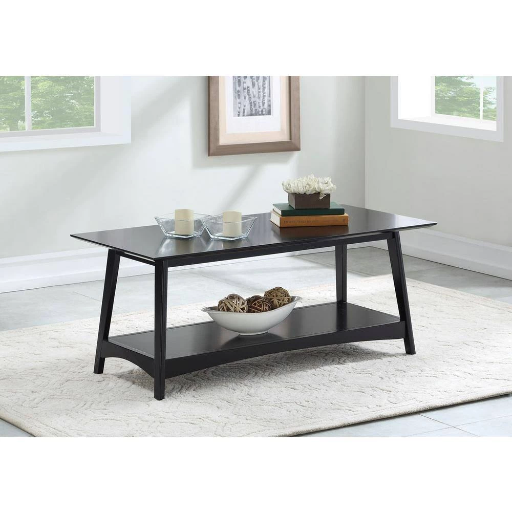 Alpine 44 in. Black Large Rectangle Wood Coffee Table with Shelf by Convenience Concepts 8 Alpine 44 in. Black Large Rectangle Wood Coffee Table with Shelf by Convenience Concepts - Image 6