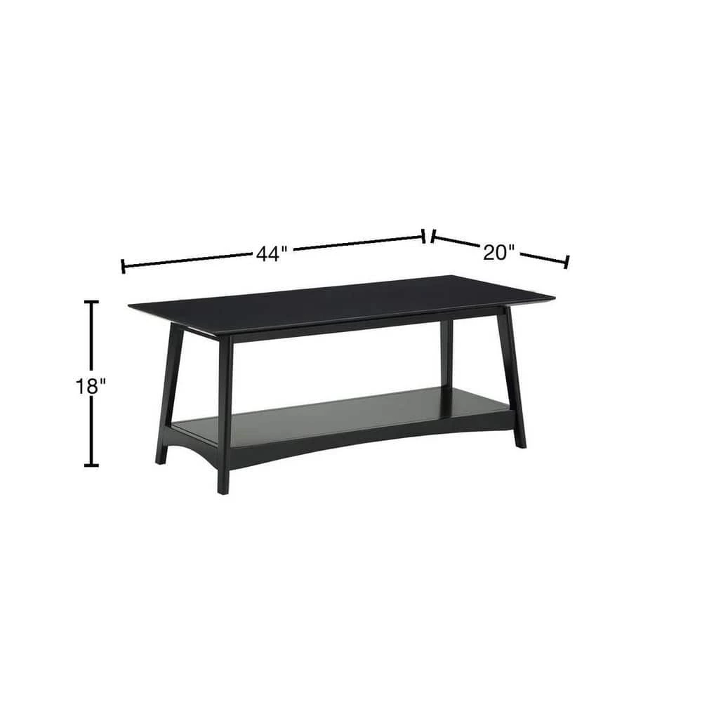 Alpine 44 in. Black Large Rectangle Wood Coffee Table with Shelf by Convenience Concepts 5 Alpine 44 in. Black Large Rectangle Wood Coffee Table with Shelf by Convenience Concepts - Image 3
