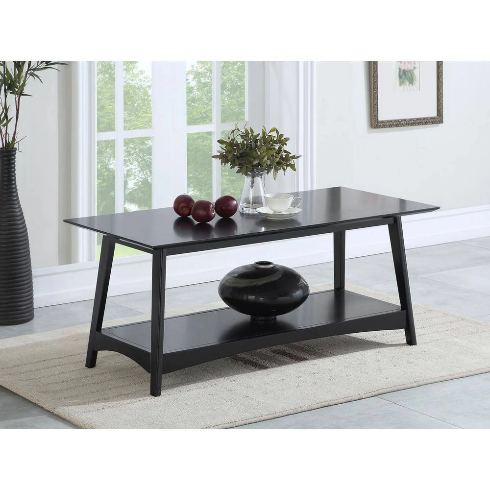 Alpine 44 in. Black Large Rectangle Wood Coffee Table with Shelf by Convenience Concepts 9 Alpine 44 in. Black Large Rectangle Wood Coffee Table with Shelf by Convenience Concepts - Image 7