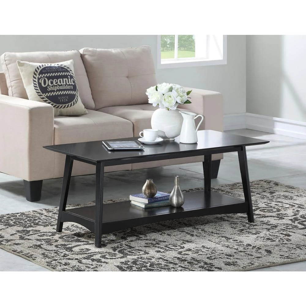 Alpine 44 in. Black Large Rectangle Wood Coffee Table with Shelf by Convenience Concepts 7 Alpine 44 in. Black Large Rectangle Wood Coffee Table with Shelf by Convenience Concepts - Image 5