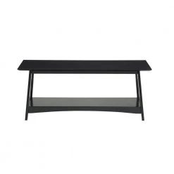 Alpine 44 in. Black Large Rectangle Wood Coffee Table with Shelf by Convenience Concepts