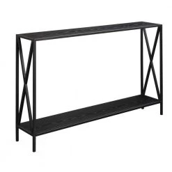Tucson 48 in. Black Rectangle Wood Console Table with Shelves by Convenience Concepts