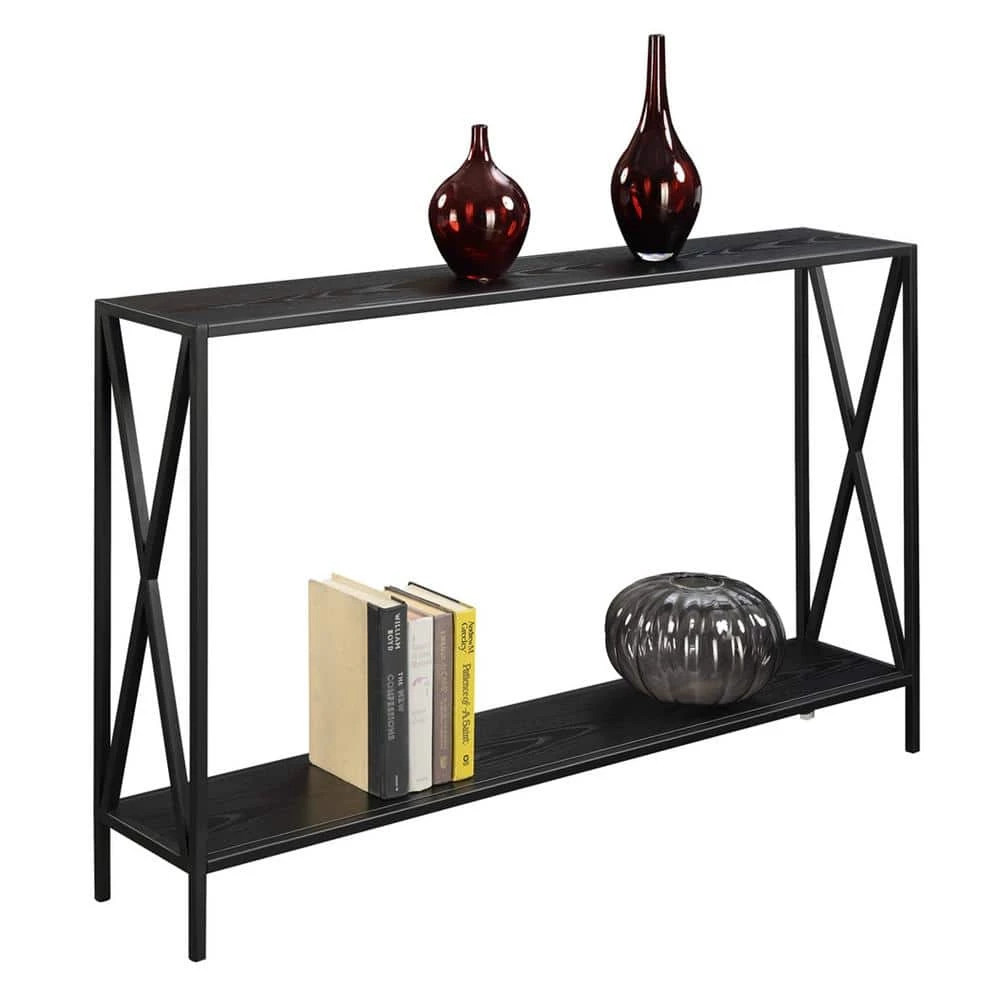 Tucson 48 in. Black Rectangle Wood Console Table with Shelves by Convenience Concepts 4 Tucson 48 in. Black Rectangle Wood Console Table with Shelves by Convenience Concepts - Image 2