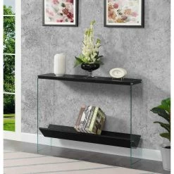 SoHo V 42 in. Black 30 in. H Rectangle Particle Board Console Table with-Shelf by Convenience Concepts -Cheap Convenience Concepts Store black convenience concepts console tables r4 0644 31 1000