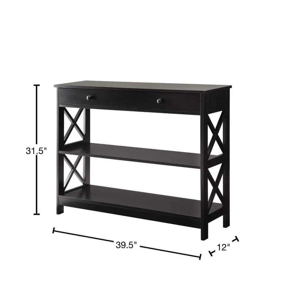 Oxford 40 in. Black Standard Rectangle Composite Console Table with 1-Drawer by Convenience Concepts 4 Oxford 40 in. Black Standard Rectangle Composite Console Table with 1-Drawer by Convenience Concepts - Image 3