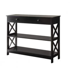 Oxford 40 in. Black Standard Rectangle Composite Console Table with 1-Drawer by Convenience Concepts