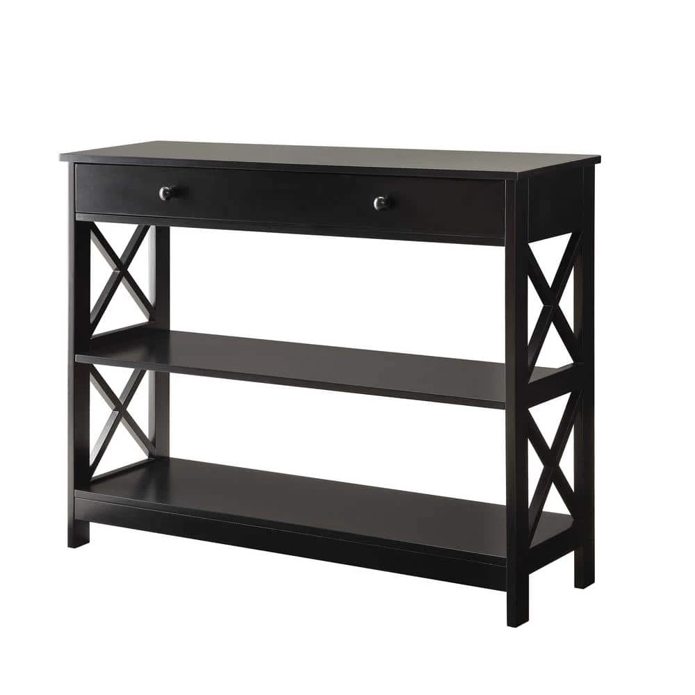 Oxford 40 in. Black Standard Rectangle Composite Console Table with 1-Drawer by Convenience Concepts 2 Oxford 40 in. Black Standard Rectangle Composite Console Table with 1-Drawer by Convenience Concepts