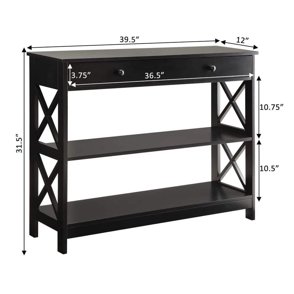 Oxford 40 in. Black Standard Rectangle Composite Console Table with 1-Drawer by Convenience Concepts 5 Oxford 40 in. Black Standard Rectangle Composite Console Table with 1-Drawer by Convenience Concepts - Image 4