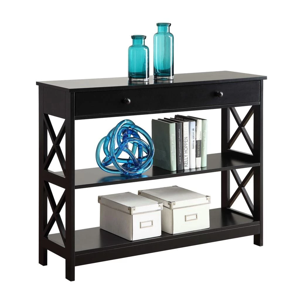 Oxford 40 in. Black Standard Rectangle Composite Console Table with 1-Drawer by Convenience Concepts 3 Oxford 40 in. Black Standard Rectangle Composite Console Table with 1-Drawer by Convenience Concepts - Image 2