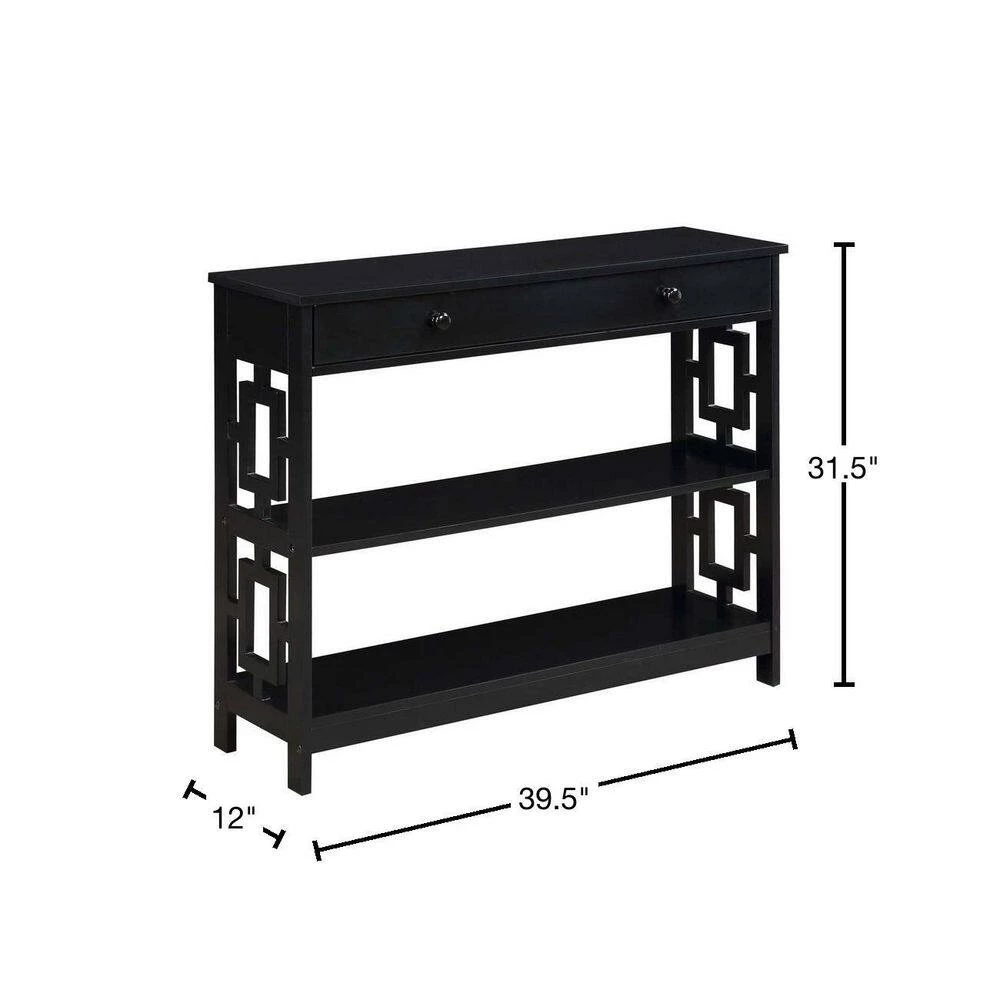 Town Square 39.5 in. Black 31.5 in. Rectangular Wood Console Table with 2-Shelves by Convenience Concepts 5 Town Square 39.5 in. Black 31.5 in. Rectangular Wood Console Table with 2-Shelves by Convenience Concepts - Image 3