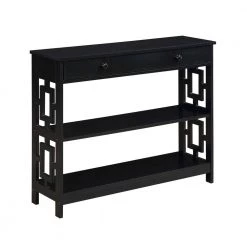 Town Square 39.5 in. Black 31.5 in. Rectangular Wood Console Table with 2-Shelves by Convenience Concepts