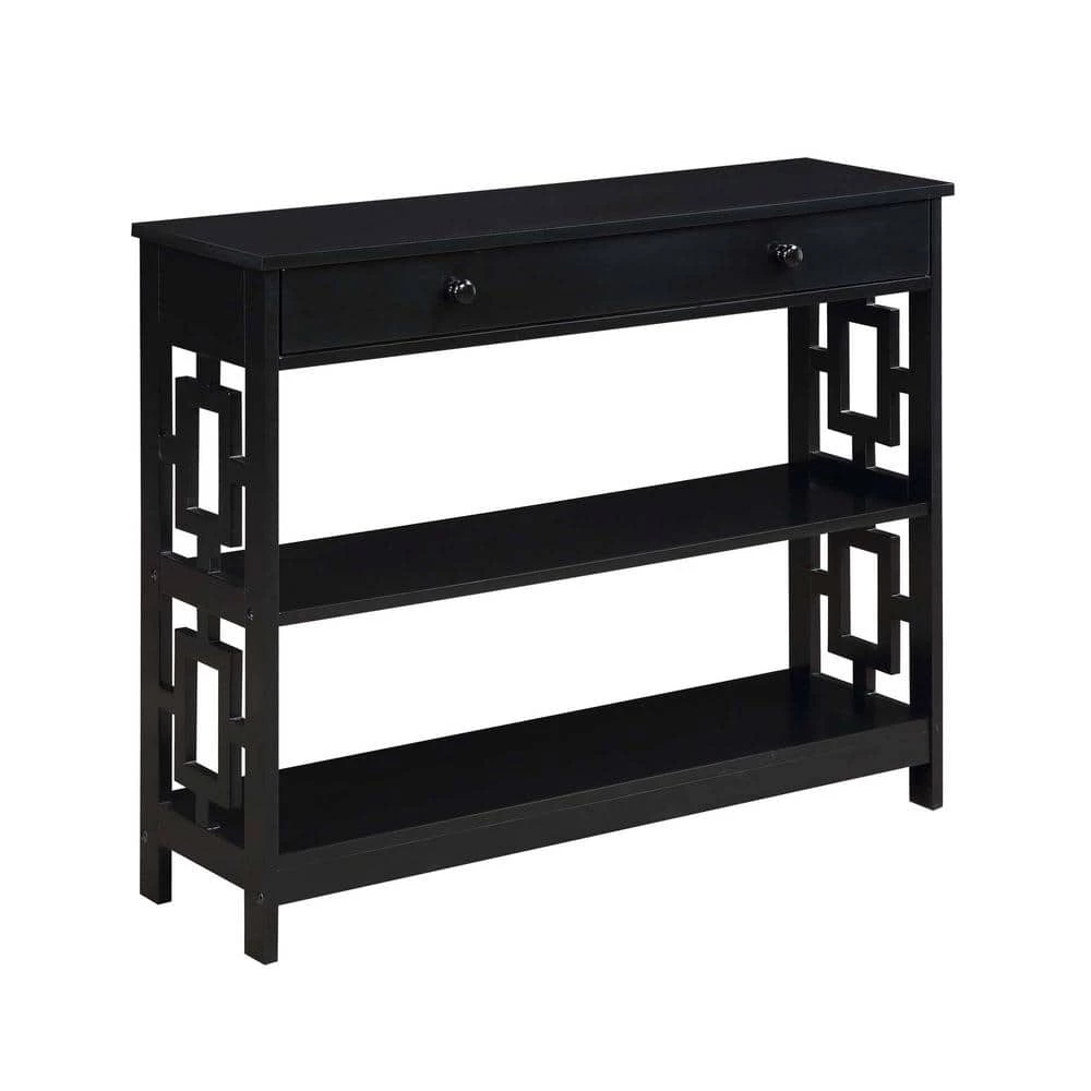 Town Square 39.5 in. Black 31.5 in. Rectangular Wood Console Table with 2-Shelves by Convenience Concepts 3 Town Square 39.5 in. Black 31.5 in. Rectangular Wood Console Table with 2-Shelves by Convenience Concepts
