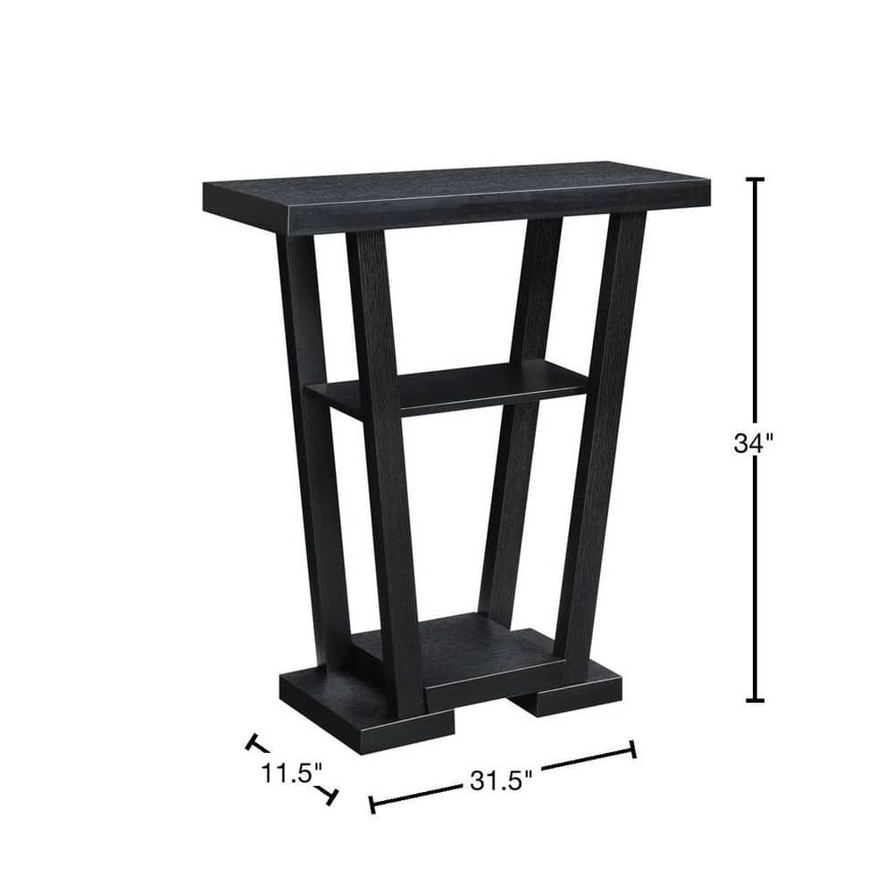 Newport 32 in. Black Standard Rectangle Console Table with Storage by Convenience Concepts 5 Newport 32 in. Black Standard Rectangle Console Table with Storage by Convenience Concepts - Image 3