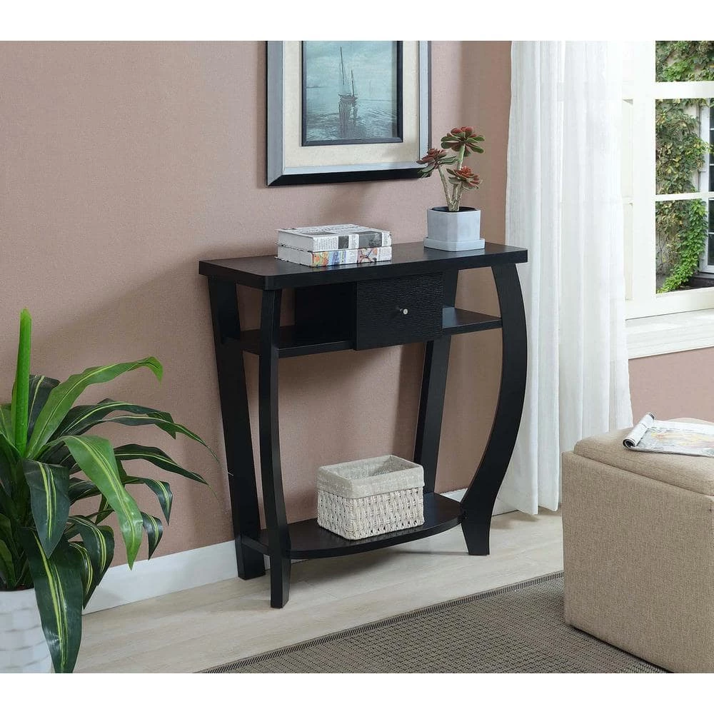 Newport 36 in. Black Standard Rectangle Wood Console Table with Drawers by Convenience Concepts 8 Newport 36 in. Black Standard Rectangle Wood Console Table with Drawers by Convenience Concepts - Image 6