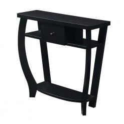 Newport 36 in. Black Standard Rectangle Wood Console Table with Drawers by Convenience Concepts