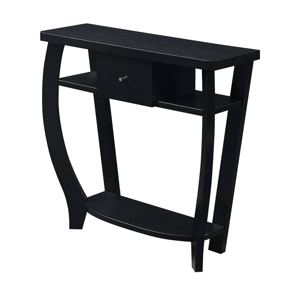 Newport 36 in. Black Standard Rectangle Wood Console Table with Drawers by Convenience Concepts 3 Newport 36 in. Black Standard Rectangle Wood Console Table with Drawers by Convenience Concepts