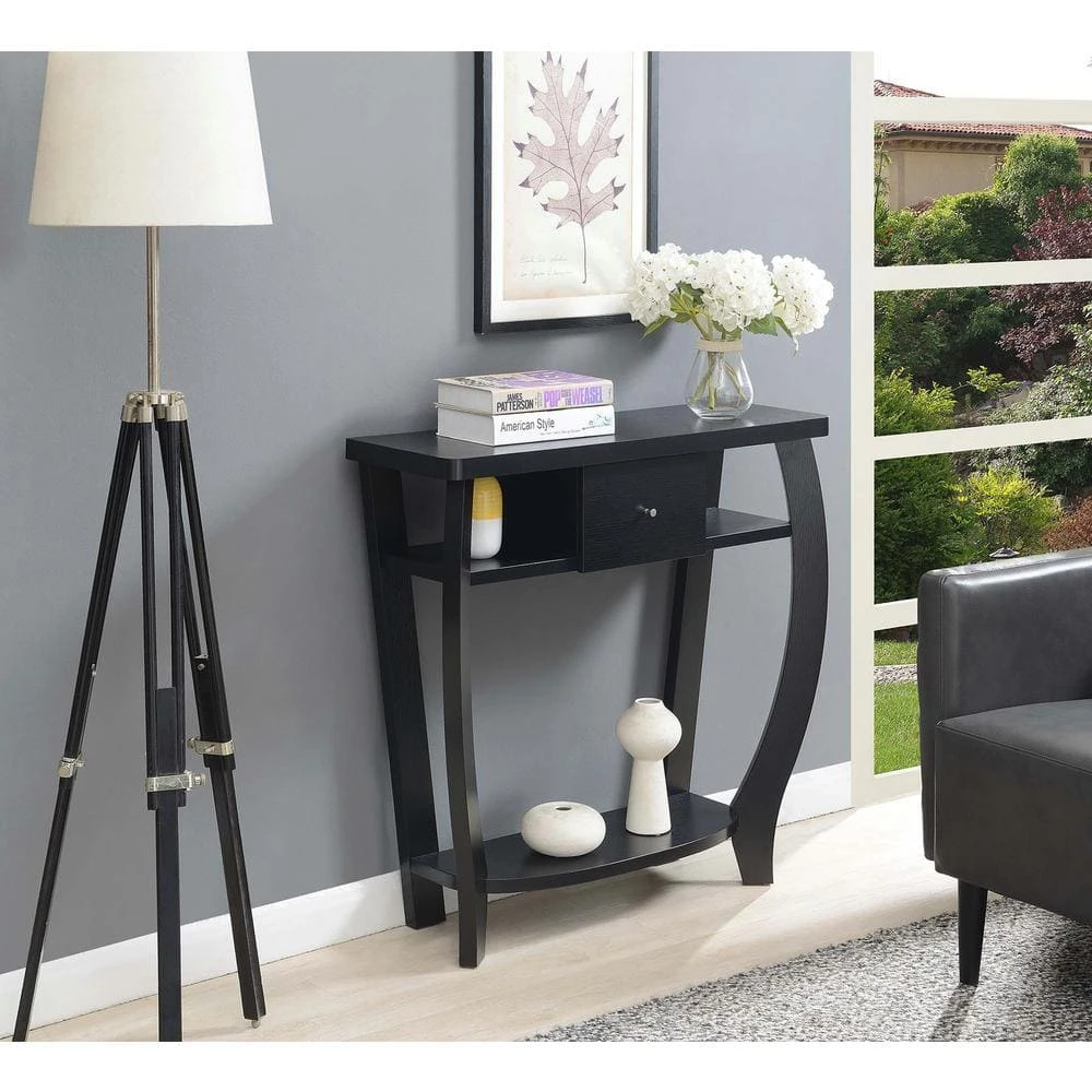 Newport 36 in. Black Standard Rectangle Wood Console Table with Drawers by Convenience Concepts 6 Newport 36 in. Black Standard Rectangle Wood Console Table with Drawers by Convenience Concepts - Image 4