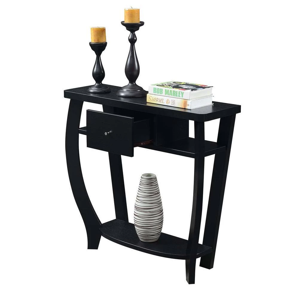 Newport 36 in. Black Standard Rectangle Wood Console Table with Drawers by Convenience Concepts 4 Newport 36 in. Black Standard Rectangle Wood Console Table with Drawers by Convenience Concepts - Image 2