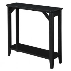 Winston 36in. Black Standard Rectangle Particle Board Console Table with Shelf by Convenience Concepts