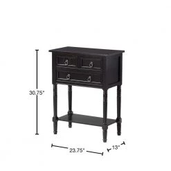 Kendra 23.75 in. Black Standard Rectangle Wood Console Table with 3 Drawers and Shelf by Convenience Concepts -Cheap Convenience Concepts Store black convenience concepts console tables v2 132 40 1000