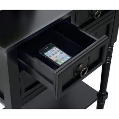 Kendra 23.75 in. Black Standard Rectangle Wood Console Table with 3 Drawers and Shelf by Convenience Concepts -Cheap Convenience Concepts Store black convenience concepts console tables v2 132 77 1000