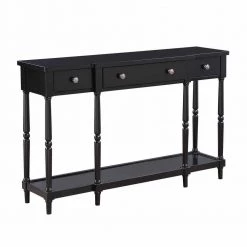 Cheyenne 52 in. Black Standard Rectangle Wood Console Table with 3 Drawers and Shelf by Convenience Concepts