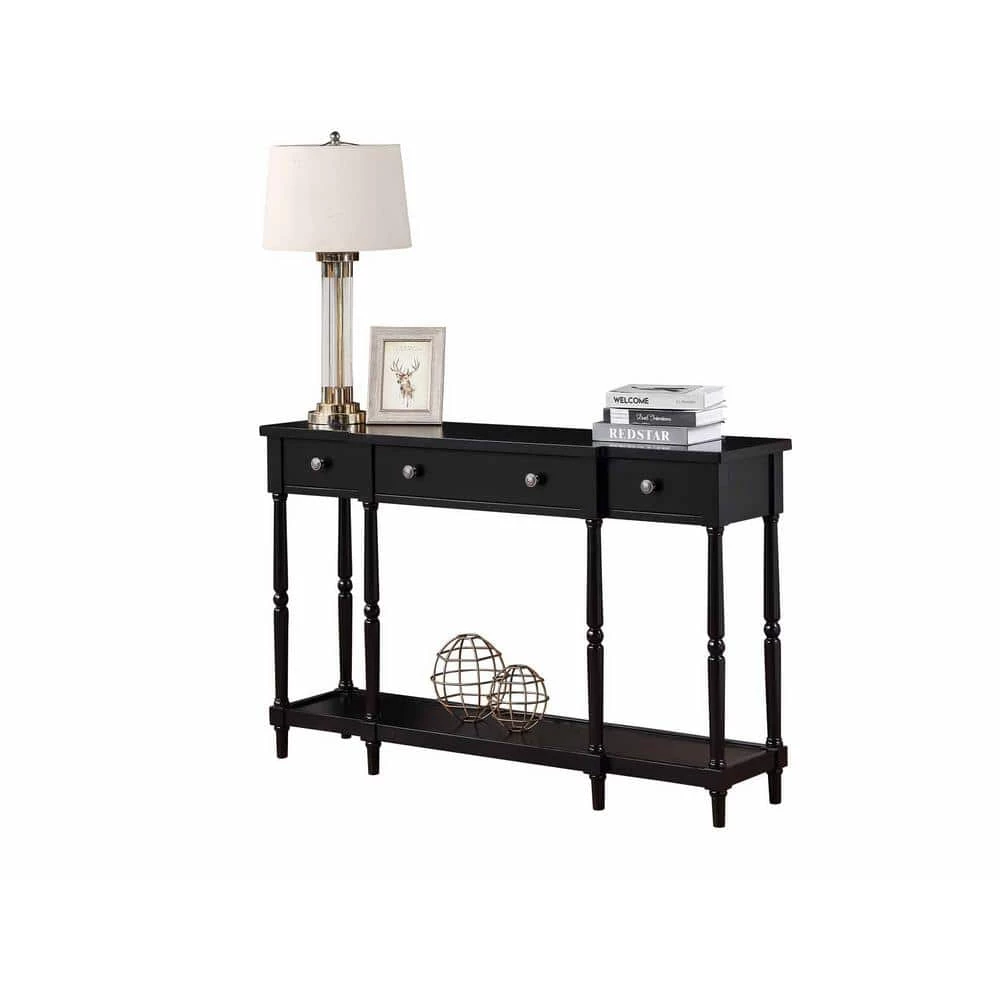 Cheyenne 52 in. Black Standard Rectangle Wood Console Table with 3 Drawers and Shelf by Convenience Concepts 4 Cheyenne 52 in. Black Standard Rectangle Wood Console Table with 3 Drawers and Shelf by Convenience Concepts - Image 2