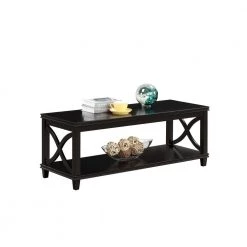 Florence 42 in. Black Standard Rectangle Wood Console Table with Shelves by Convenience Concepts -Cheap Convenience Concepts Store black convenience concepts console tables v2 192 e1 1000