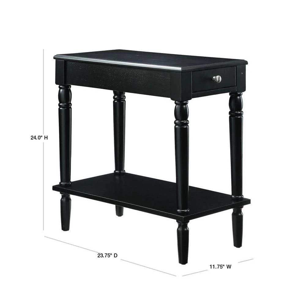 French Country Black No Tools Chairside Table by Convenience Concepts 5 French Country Black No Tools Chairside Table by Convenience Concepts - Image 3