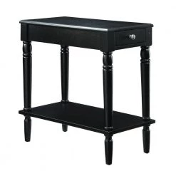 French Country Black No Tools Chairside Table by Convenience Concepts