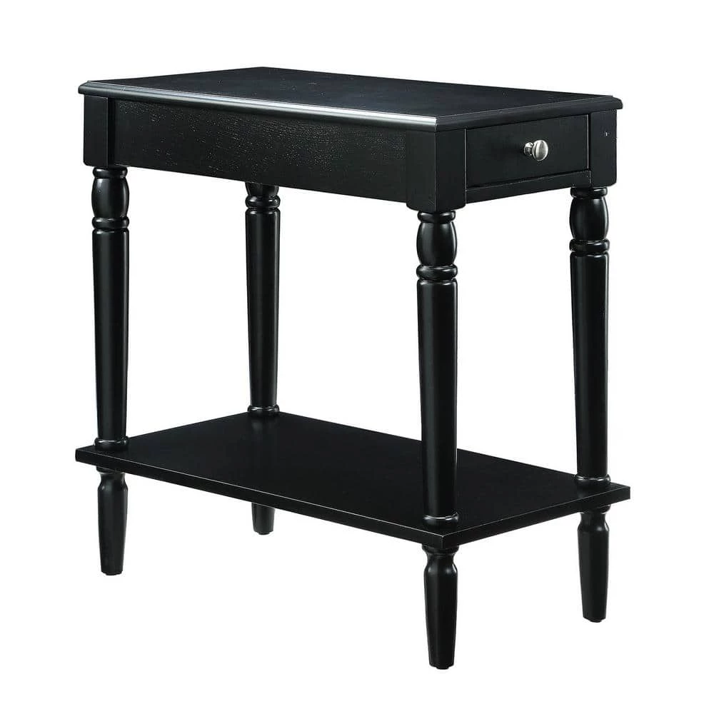 French Country Black No Tools Chairside Table by Convenience Concepts 3 French Country Black No Tools Chairside Table by Convenience Concepts