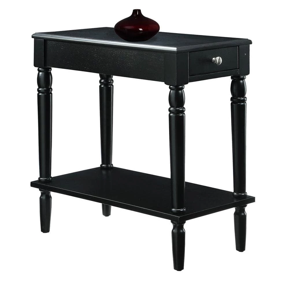 French Country Black No Tools Chairside Table by Convenience Concepts 4 French Country Black No Tools Chairside Table by Convenience Concepts - Image 2