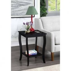 American Heritage Black 24 in.(H) Square Wood End Table with Two Tiers by Convenience Concepts -Cheap Convenience Concepts Store black convenience concepts end side tables r6 387 31 1000