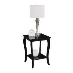 American Heritage Black 24 in.(H) Square Wood End Table with Two Tiers by Convenience Concepts -Cheap Convenience Concepts Store black convenience concepts end side tables r6 387 c3 1000
