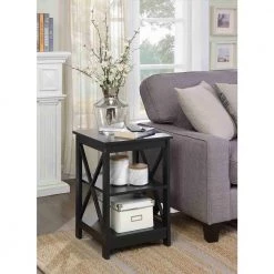 Oxford 15.75 in. Black Standard Square MDF End Table with Shelves by Convenience Concepts -Cheap Convenience Concepts Store black convenience concepts end side tables s20 101 31 1000