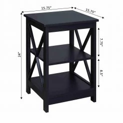 Oxford 15.75 in. Black Standard Square MDF End Table with Shelves by Convenience Concepts -Cheap Convenience Concepts Store black convenience concepts end side tables s20 101 c3 1000