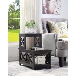 Oxford 23.75 in. Black 2-Step Chairside End Table by Convenience Concepts -Cheap Convenience Concepts Store black convenience concepts end side tables s20 345 31 1000