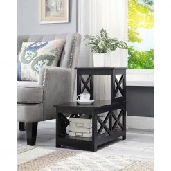 Oxford 23.75 in. Black 2-Step Chairside End Table by Convenience Concepts -Cheap Convenience Concepts Store black convenience concepts end side tables s20 345 44 1000