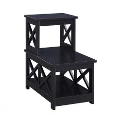 Oxford 23.75 in. Black 2-Step Chairside End Table by Convenience Concepts