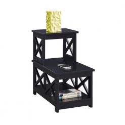 Oxford 23.75 in. Black 2-Step Chairside End Table by Convenience Concepts -Cheap Convenience Concepts Store black convenience concepts end side tables s20 345 c3 1000