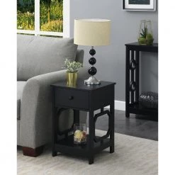 Omega 15.75 in. Black Standard Height Square Wood Top End Table with Drawer and Shelf by Convenience Concepts -Cheap Convenience Concepts Store black convenience concepts end side tables s25 128 31 1000