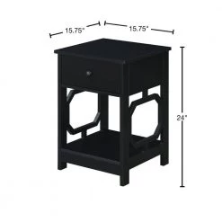Omega 15.75 in. Black Standard Height Square Wood Top End Table with Drawer and Shelf by Convenience Concepts -Cheap Convenience Concepts Store black convenience concepts end side tables s25 128 40 1000